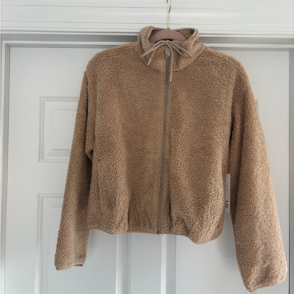 NEW Athleta Teddy Zip-Front Jacket in Camel Brown - Picture 6 of 7